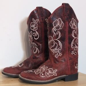 Shyanne Girls' Little Lasy Red Leather Western Boots Shoes